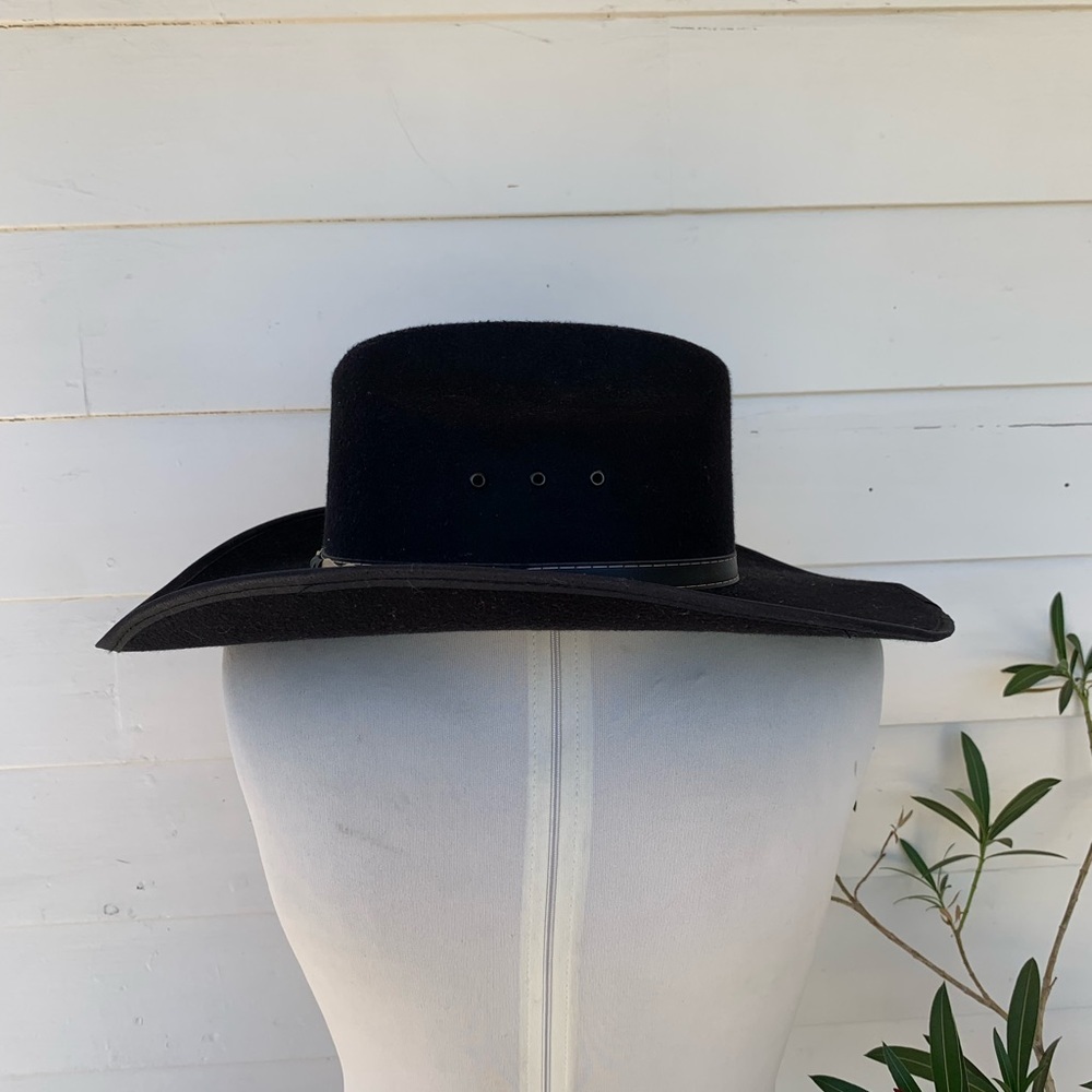 Summit Hats Black Cowboy Hat Western M Felt Leather Embellished VTG Boho wool - Picture 12 of 14